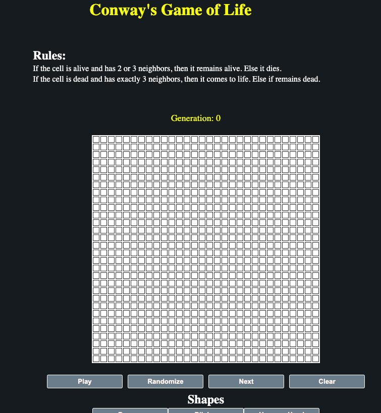 Picture of conways game of Life